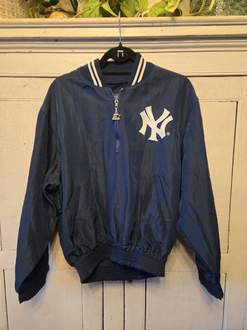 STARTER Navy Blue NY Yankees Bomber Pullover Jacket